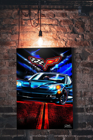 Image of Corvette C6 Streetfighter Muscle Car wall art - garage art - Wicked Metal