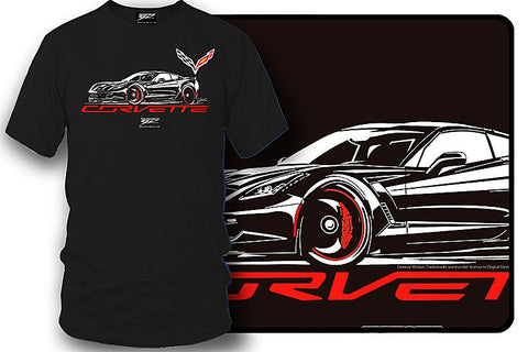 Image of Corvette c7 Stylized - Corvette C7 Stylized logo shirt - Wicked Metal