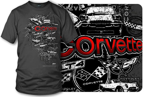 Image of Corvette Shirt - Emblems - Corvette Emblems t-shirt - Wicked Metal - Wicked Metal