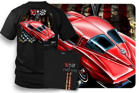 Image of Corvette Shirt – Patriotic – Corvette C3 – Split Window - Wicked Metal