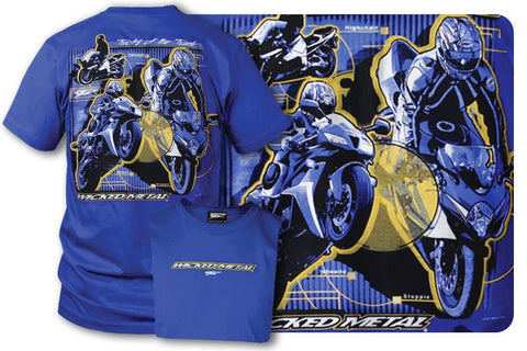 Image of Crotch Rocket shirts - Tricks Of the Trade (Blue) - Wicked Metal