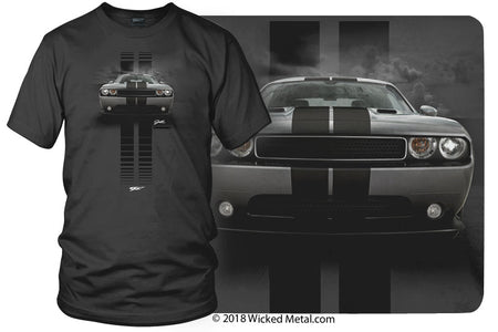 Dodge Challenger Stripes- Muscle Car T-Shirt - Challenger t-Shirt - Wicked Metal