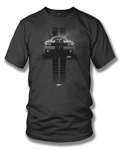 Image of Dodge Challenger Stripes- Muscle Car T-Shirt - Challenger t-Shirt - Wicked Metal