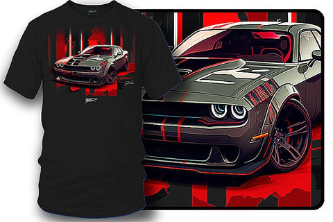 Image of Dodge Challenger Widebody - Muscle Car T-Shirt - Challenger t-Shirt - Wicked Metal