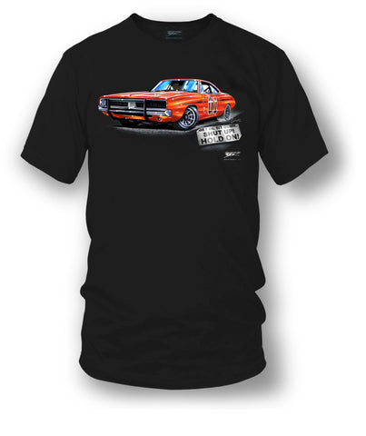 Image of Dodge Charger Hold On t-shirt, Dukes of Hazzard Style t-shirt Black - Wicked Metal