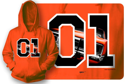 Image of Dodge Charger Hoodie, Dukes of Hazzard Style Hoodie Orange- Wicked Metal - Wicked Metal