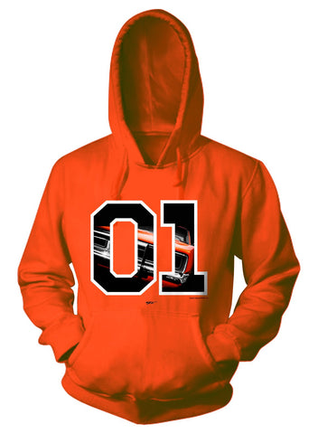 Image of Dodge Charger Hoodie, Dukes of Hazzard Style Hoodie Orange- Wicked Metal - Wicked Metal