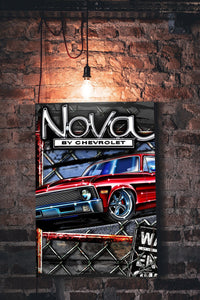 Nova warning, Muscle Car wall art - garage art