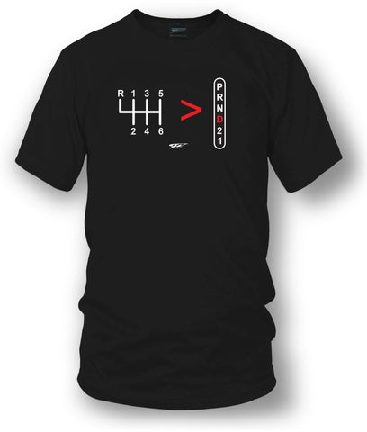 Image of Stick Shift, Straight Drive is greater than automatic t-shirt - Wicked - Wicked Metal